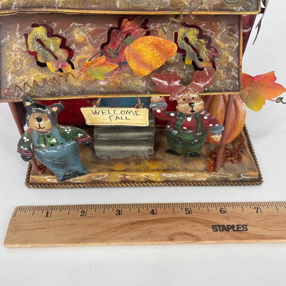 Fall Decor Metal Tea Light Candle Holder Light Up Cabin Bears Welcome Autumn - Picture 9 of 11